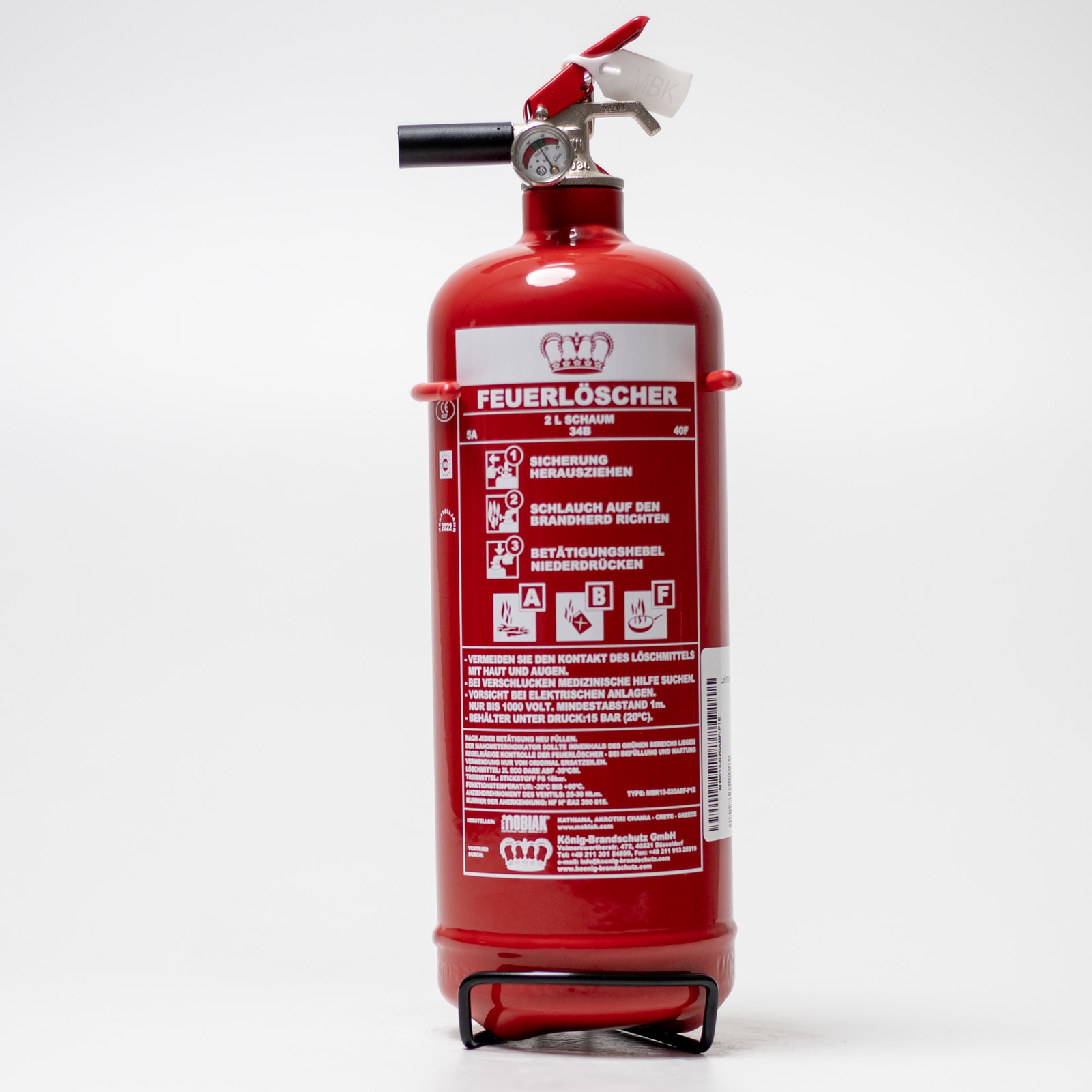 FireLoq 2L Fettbrand-Feuerlöscher ABF 8A | 70B | 40F – Mit Wandhalter, Manometer & Prüfnachweis FireLoq 2L Fettbrand-Feuerlöscher ABF 8A | 70B | 40F – Mit Wandhalter, Manometer & Prüfnachweis